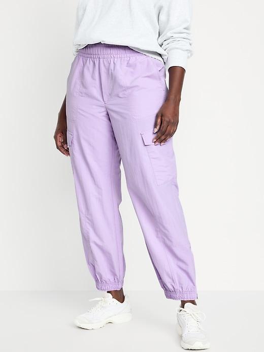 High-Waisted Ankle-Zip Cargo Joggers Product Image