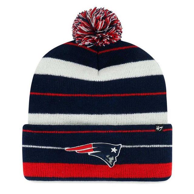 Womens 47 New England Patriots Powerline Cuffed Knit Hat with Pom, Blue Product Image