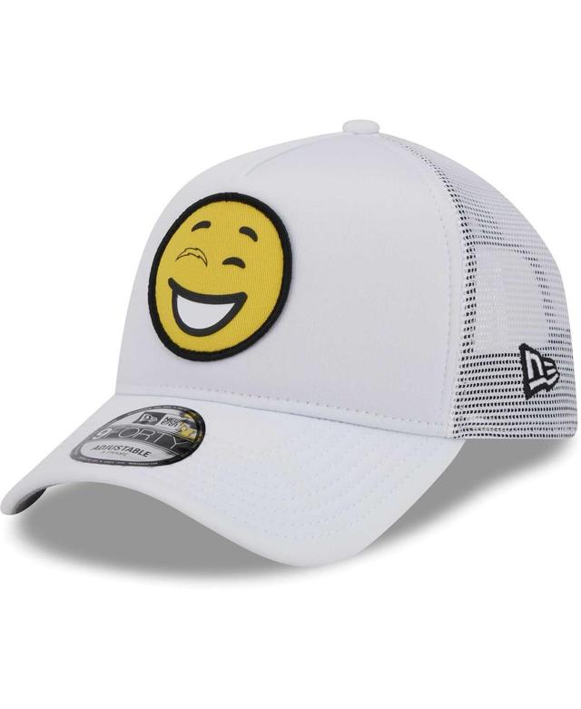 New Era Mens White Los Angeles Chargers Happy A-Frame Trucker 9FORTY Snapback Hat Product Image