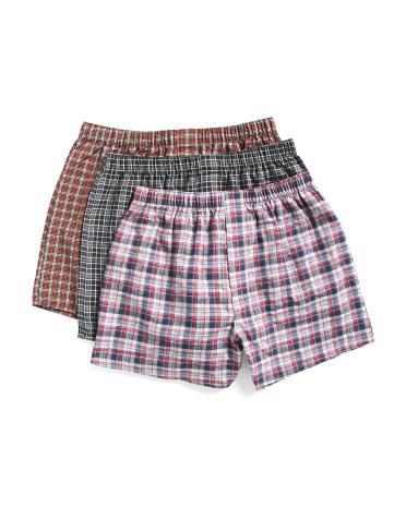 3pk Woven Boxers for Men | Polyester/Cotton Product Image