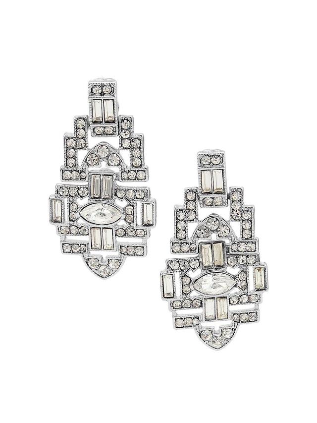 Womens Rhodium-Plated & Glass Crystal Clip-on Earrings Product Image