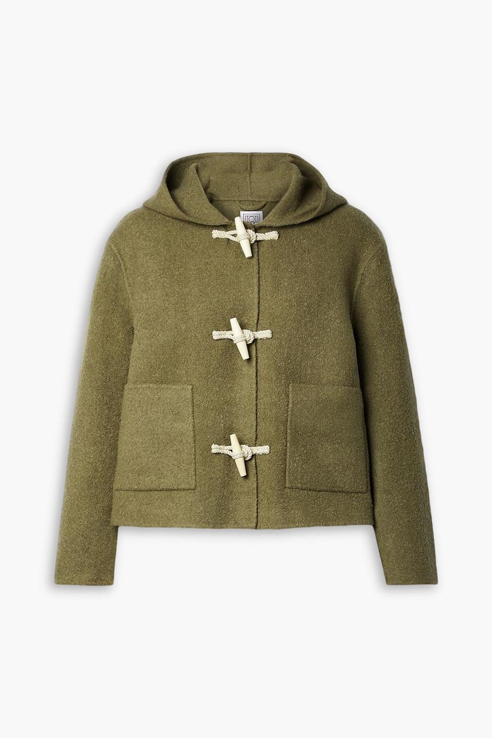 Hooded Wool-blend Felt Jacket In Army Green product image