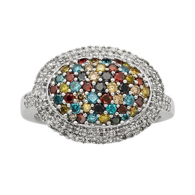 Jewelexcess Sterling Silver 1-ct. T.W. Diamond Oval Dome Ring, Womens Multicolor Product Image