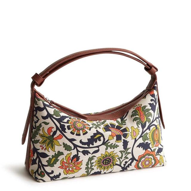 Vera Bradley Roxbury Crescent Shoulder Bag Women in Marrakesh Vines Pumice Stone Orange/White Product Image