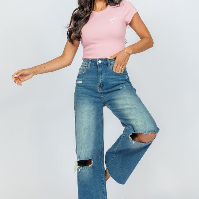 Kelsea Medium Wash Wide Leg Jeans Product Image