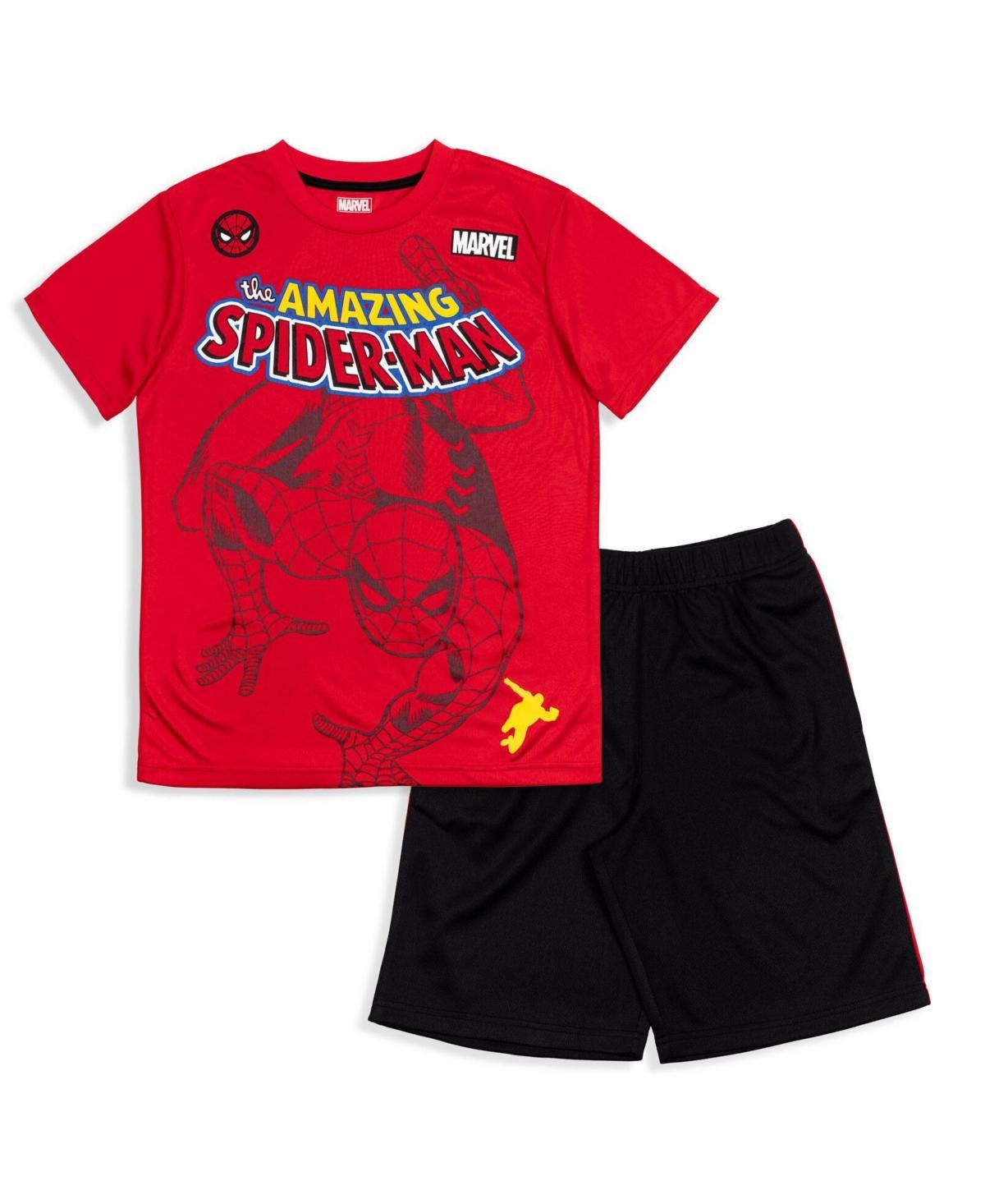 Marvel Boys Avengers Captain America Hulk Thor Iron Man T-Shirt and Mesh Shorts Outfit Set to Product Image