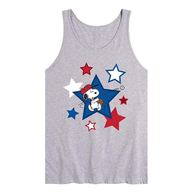 Mens Peanuts Snoopy Baseball Stars Tank Top Athletic Grey Product Image