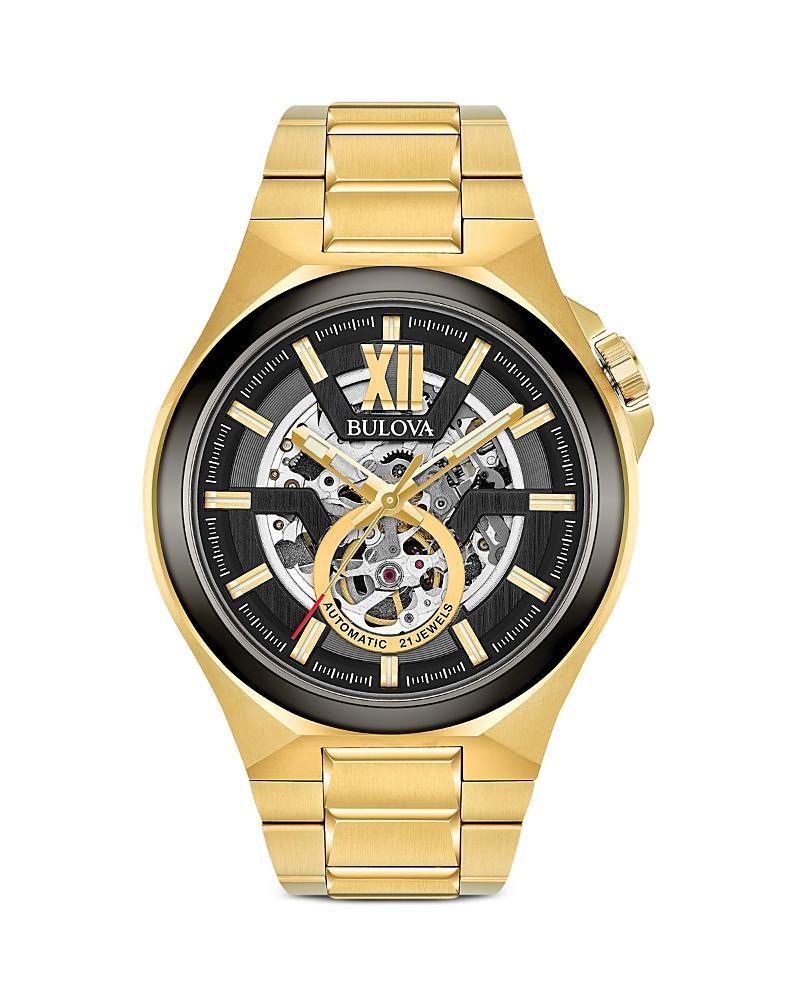 Bulova Mens Maquina Automatic Gold Stainless Steel Bracelet Watch Product Image