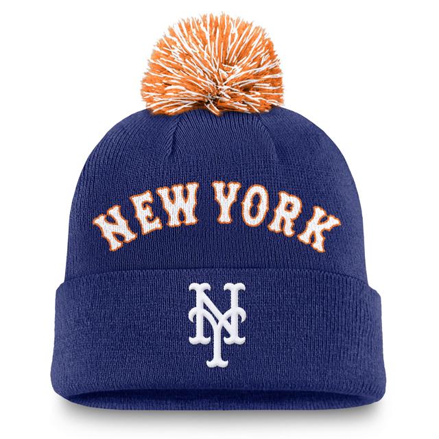 New York Mets Peak Nike Mens MLB Cuffed Pom Beanie Product Image