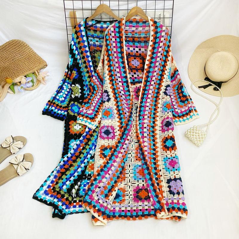 Crochet Open Front Long Jacket Product Image