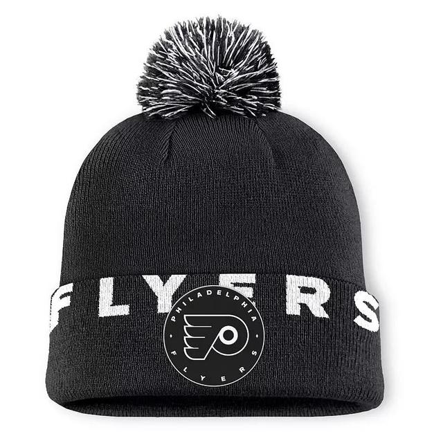 Mens Fanatics Black Philadelphia Flyers Fundamental High Stick Cuffed Knit Hat with Pom Product Image