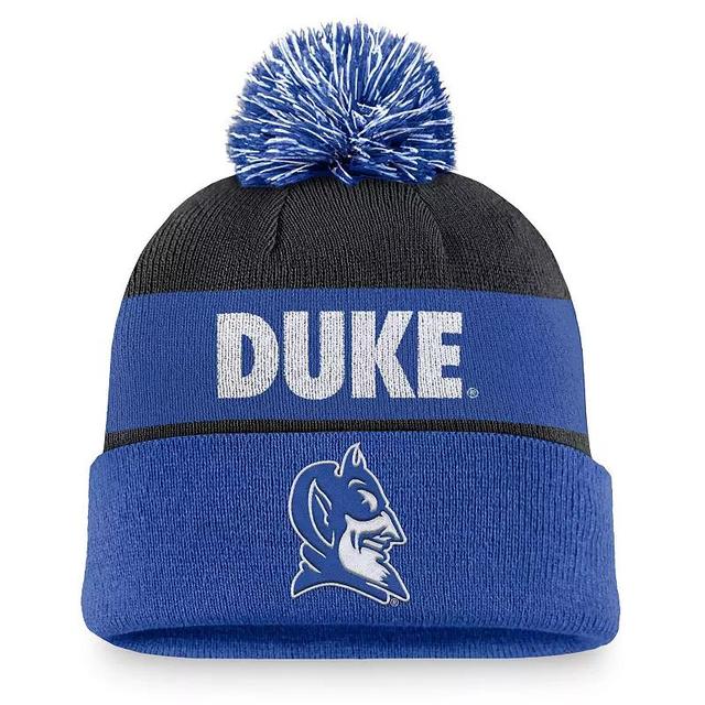 Mens Nike /Royal Duke Blue Devils Primetime Peak Cuffed Knit Hat with Pom Product Image