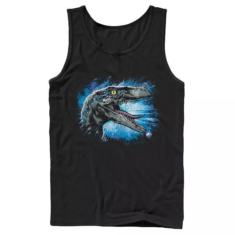 Mens Jurassic World Blue Raptor Splatter Tank Top Product Image