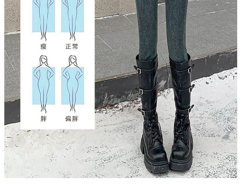 High Rise Washed Applique Skinny Jeans Product Image