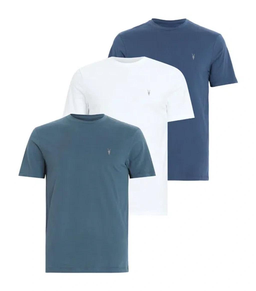 ALLSAINTS Brace Brushed Cotton T-shirts 3 Pack In Opt Wht/blue/blue Product Image