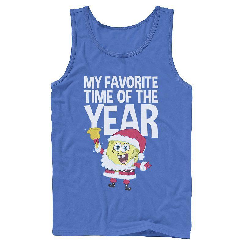 Mens Nickelodeon Spongebob Squarepants Santa Christmas Favorite Time Graphic Tank Top Grey Product Image