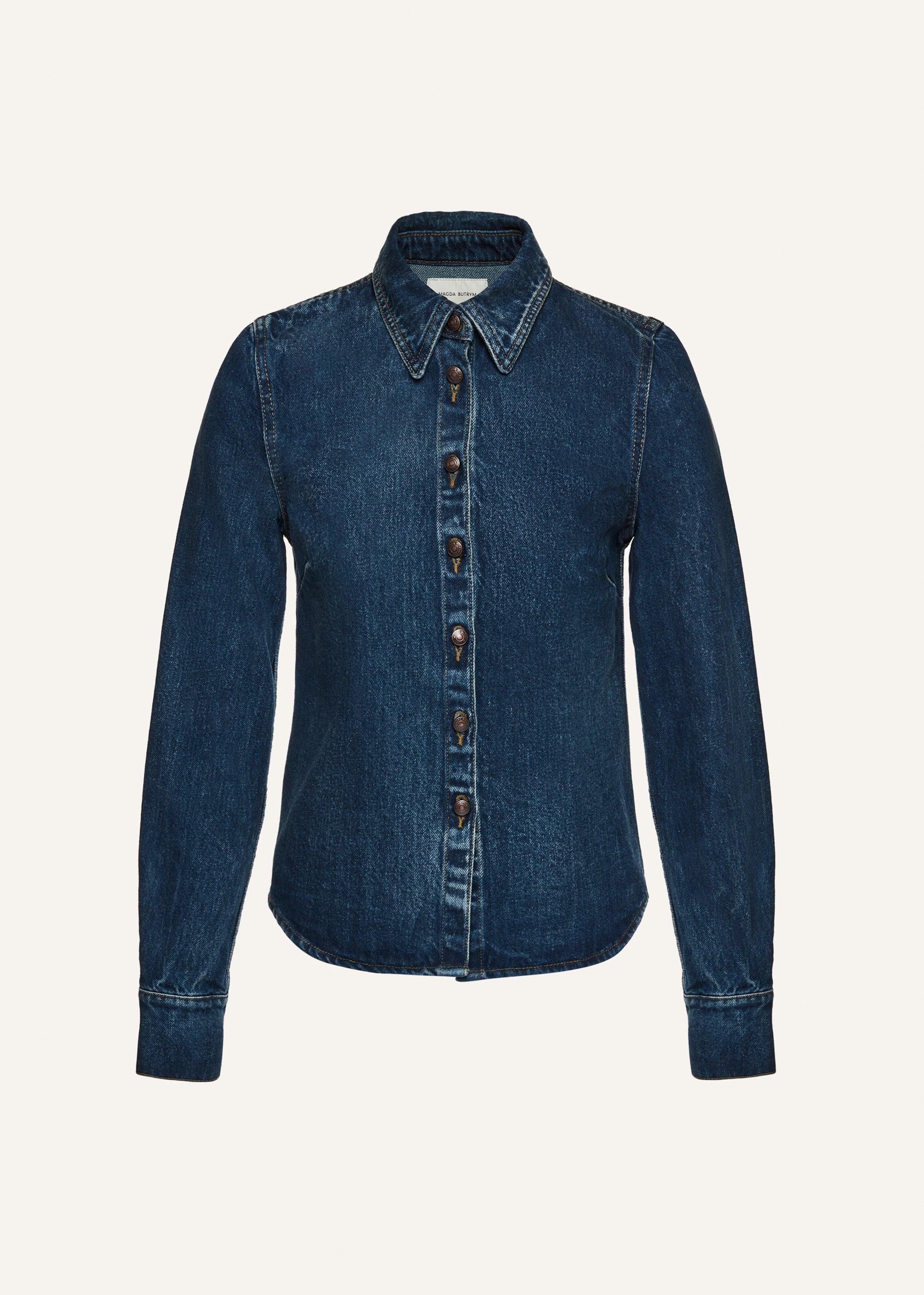 Fitted denim shirt in vintage blue Product Image