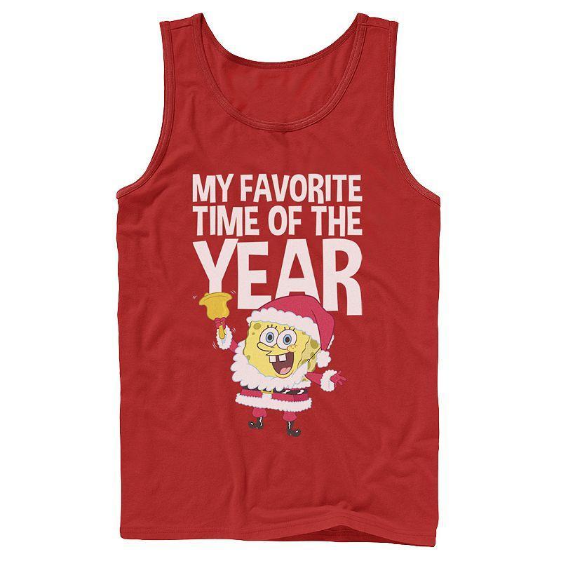 Mens Nickelodeon Spongebob Squarepants Santa Christmas Favorite Time Graphic Tank Top Grey Product Image