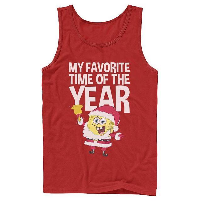 Mens Nickelodeon Spongebob Squarepants Santa Christmas Favorite Time Graphic Tank Top Grey Product Image