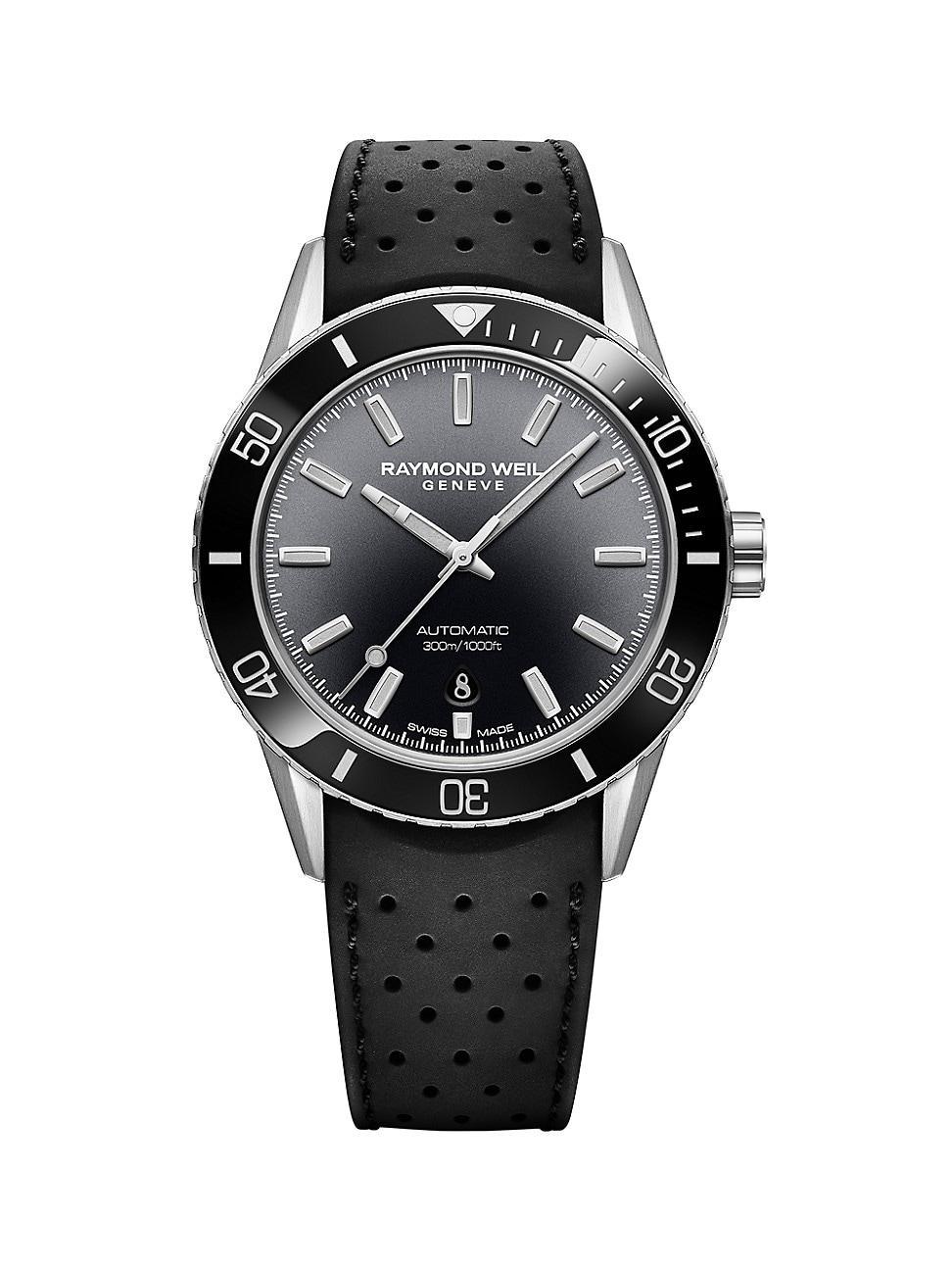 Womens Freelancer Black Ceramic, Stainless Steel & Rubber Diver Watch Product Image