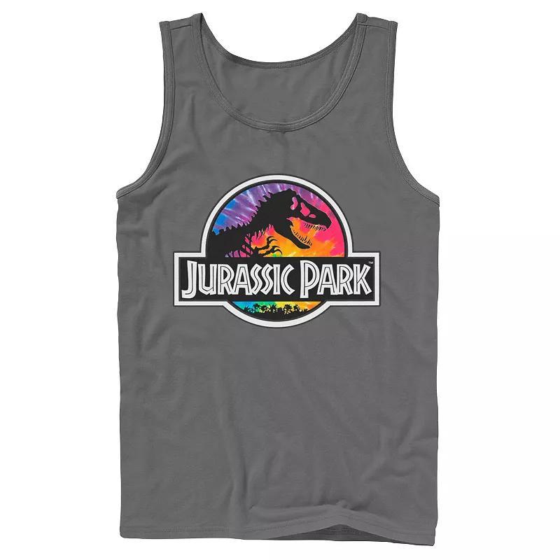 Mens Jurassic Park Tie Dye Classic Logo Tank Top Grey Product Image