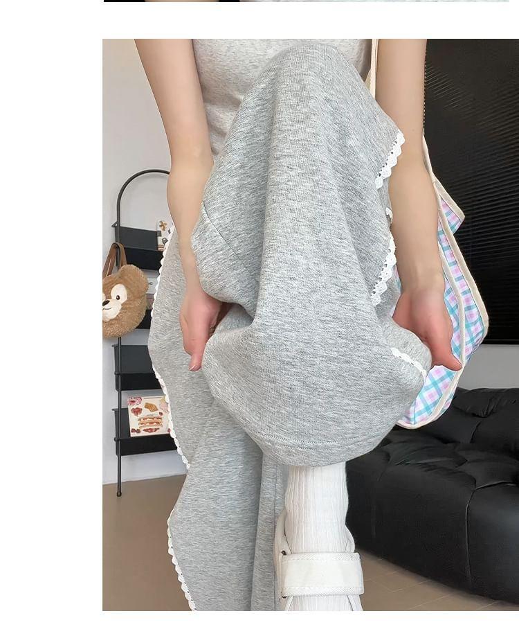 High Waist Plain Wide Leg Sweatpants Product Image