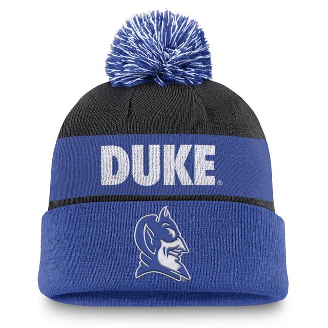 Mens Nike /Royal Duke Blue Devils Primetime Peak Cuffed Knit Hat with Pom Product Image