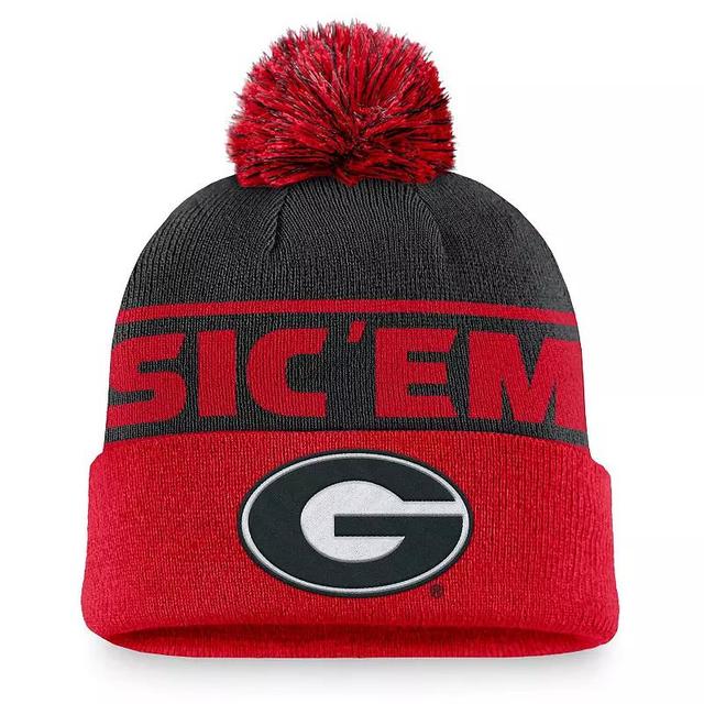 Mens Nike /Red Georgia Bulldogs Local Peak Cuffed Knit Hat with Pom Product Image