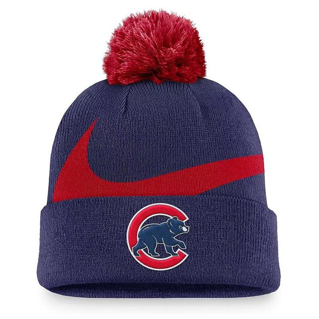 Chicago Cubs Peak Nike Mens MLB Cuffed Pom Beanie Product Image