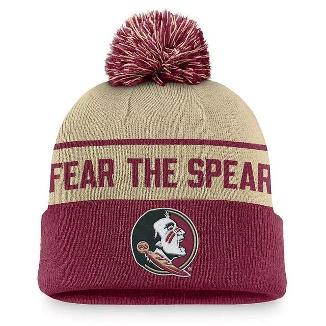 Nike Mens Gold Florida State Seminoles Local Peak Cuffed Knit Hat with Pom - Gold, Garnet Product Image