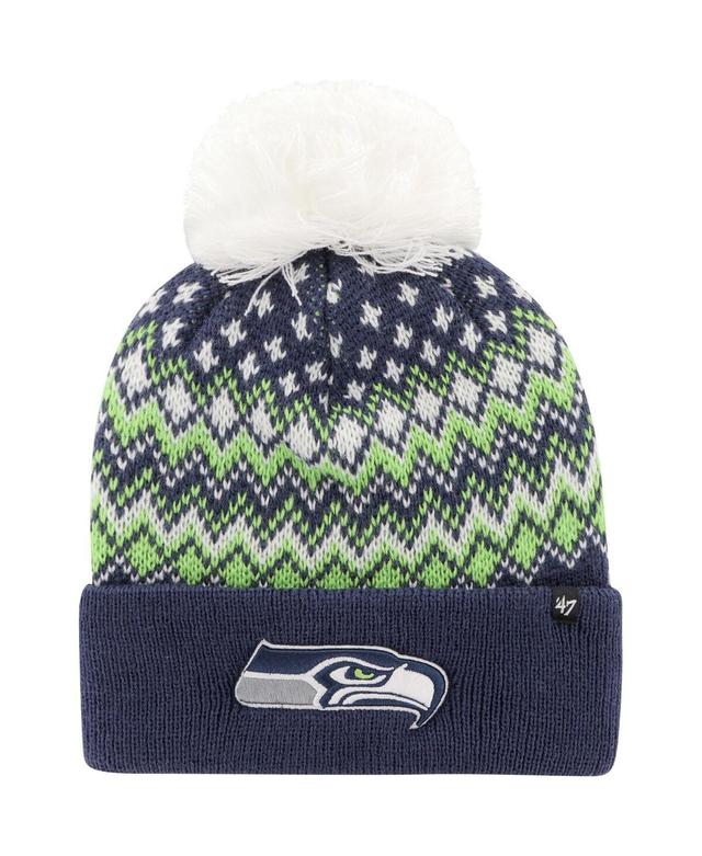 Womens 47 College Seattle Seahawks Elsa Cuffed Knit Hat with Pom, Blue Product Image