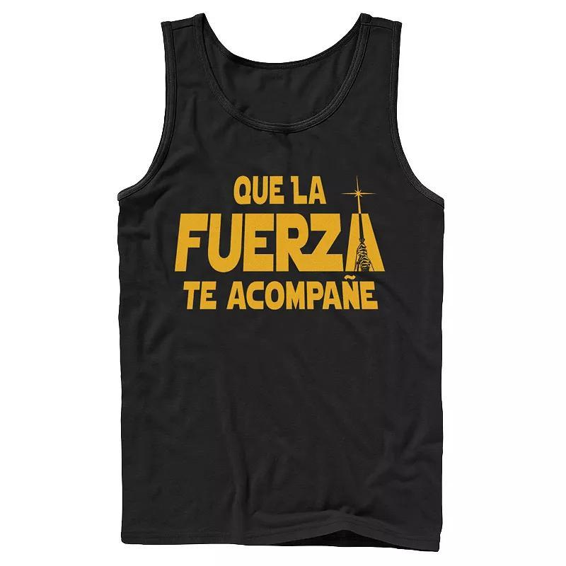 Mens Star Wars Que La Fuerza Te Acompane Yellow Text Tank Top Product Image