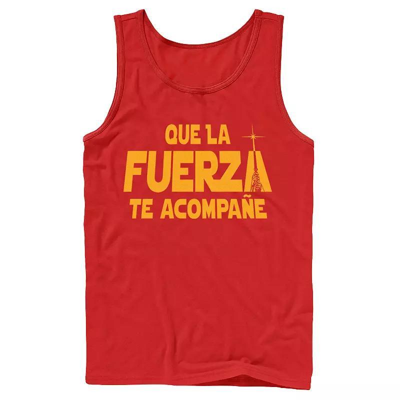 Mens Star Wars Que La Fuerza Te Acompane Yellow Text Tank Top Product Image