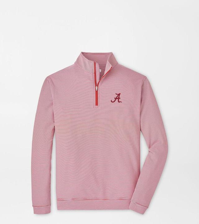 Peter Millar Mens Alabama Perth Sugar Stripe Performance Quarter-Zip | Color: Crimson / White | Size: M Product Image