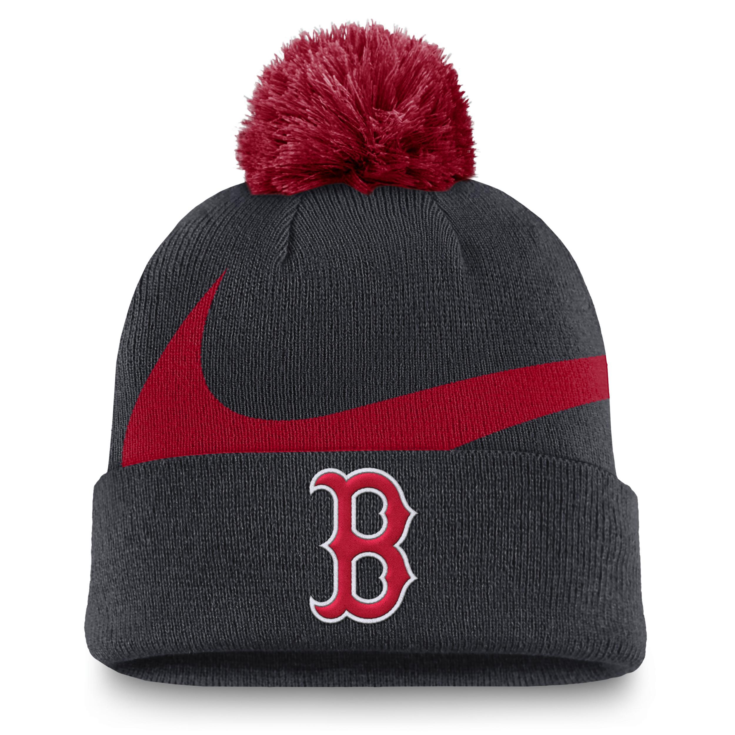 Nike Mens Navy Boston Red Sox Swoosh Peak Cuffed Knit Hat with Pom Product Image