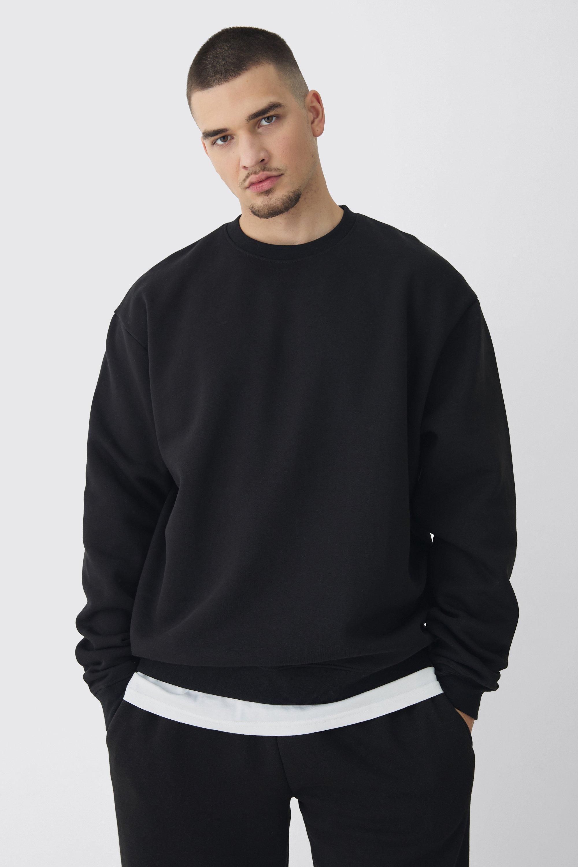 330GSM Tall Oversized Sweatshirt In Black | boohooMAN USA Product Image