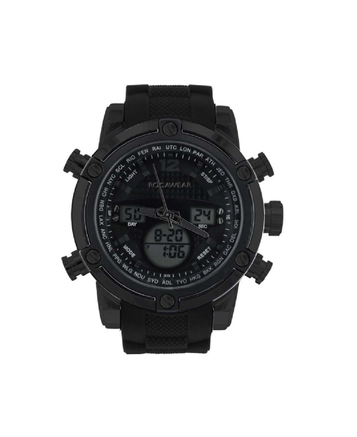 Rocawear Mens Black Silicone Strap Watch 51mm Product Image