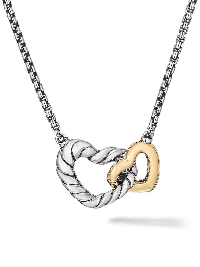 Womens Cable Collectibles Interlocking Heart Necklace in Sterling Silver with 18K Yellow Gold Product Image