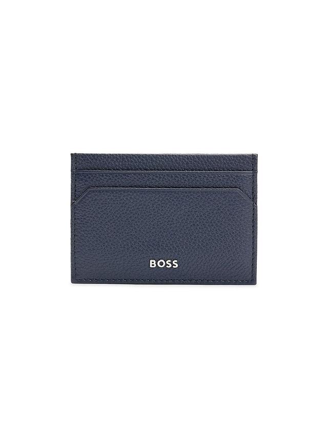 Mens Grained Leather Card Holder with Logo Lettering Product Image