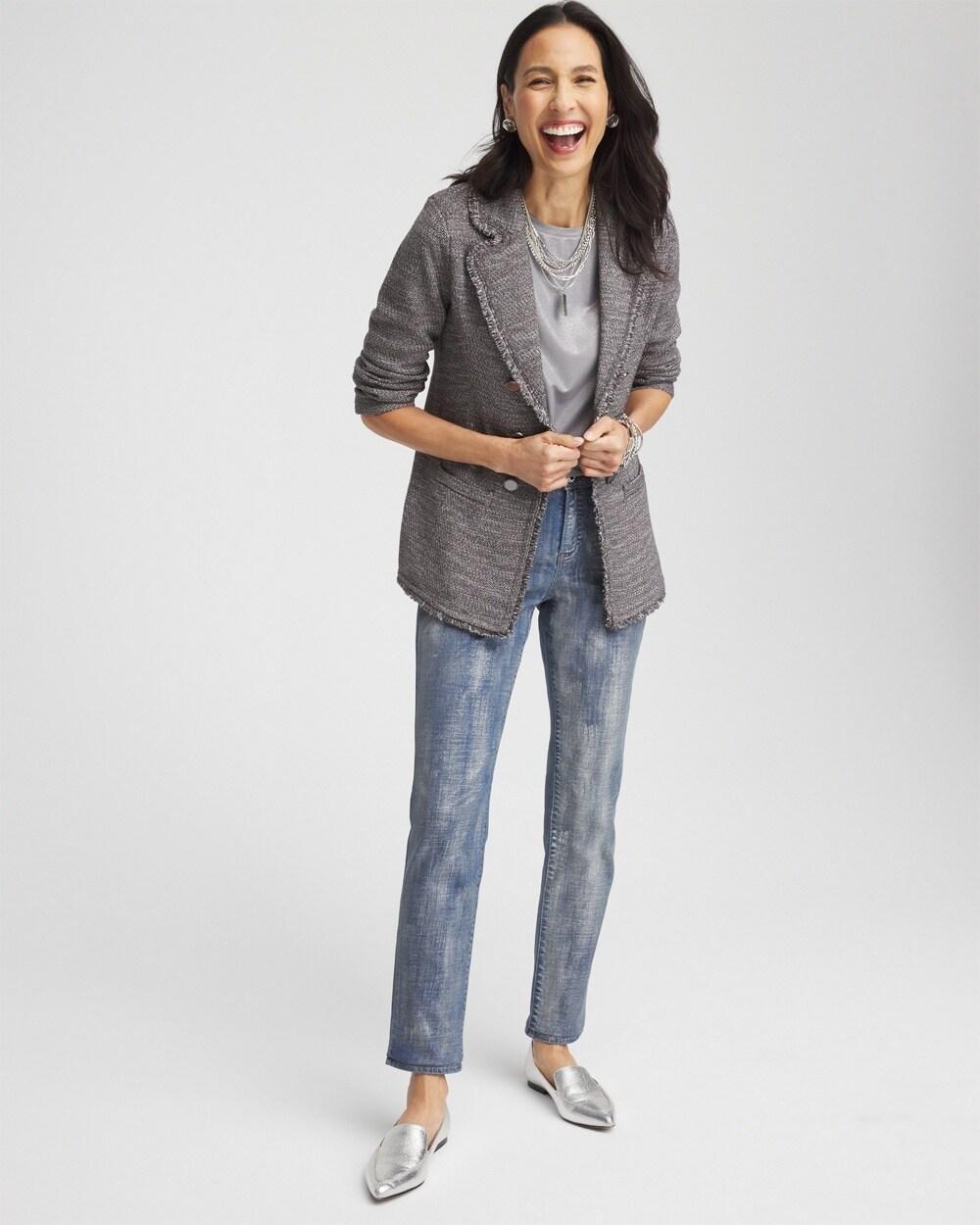 Metallic Tweed Sweater Blazer Product Image