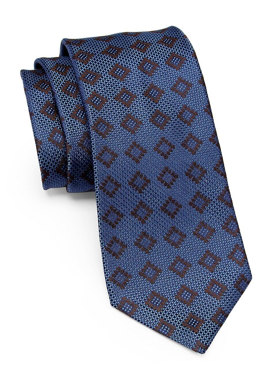 Mens Square Jacquard Silk Tie Product Image