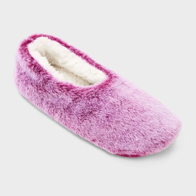 Womens Faux Fur Cozy Pull-On Slipper Socks with Grippers - Auden Berry S/M Product Image