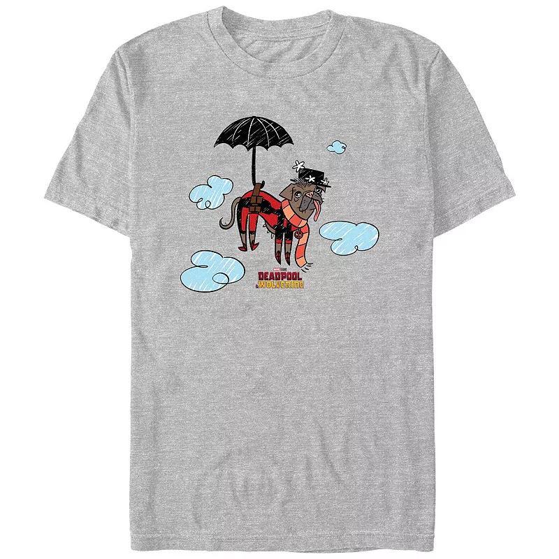 Mens Deadpool And Wolverine Dogpool Mary Poppins Parody Graphic Tee Athletic Grey Product Image