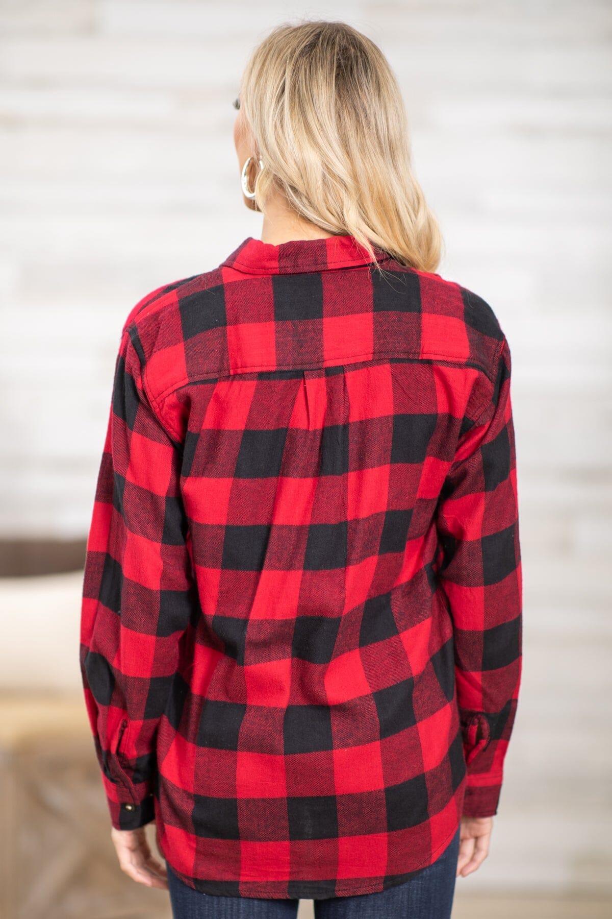 Red and Black Buffalo Plaid Button Up Top Product Image