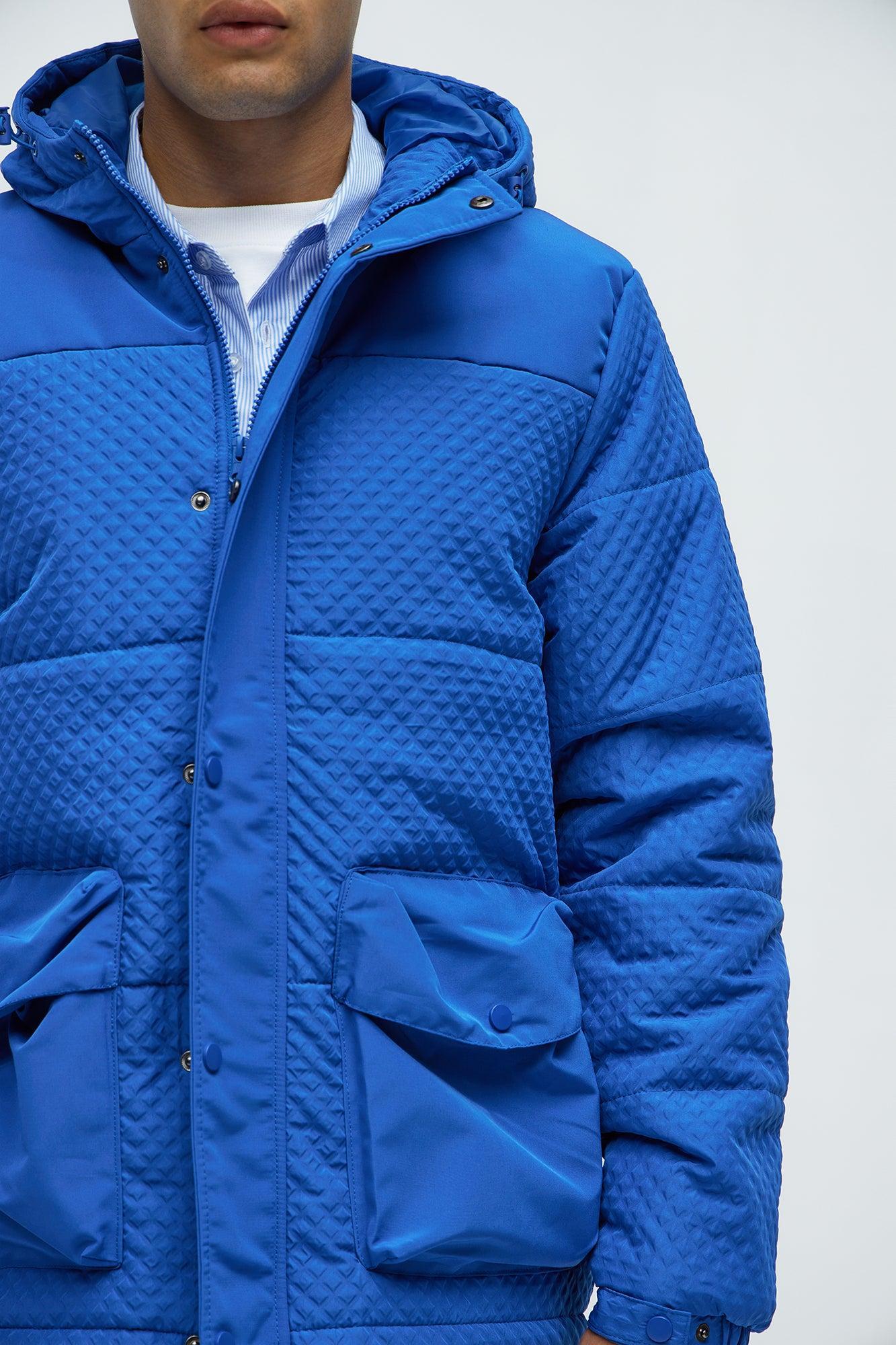 No Pressure Heavyweight Diamondquilt Puffer Jacket - Blue Product Image