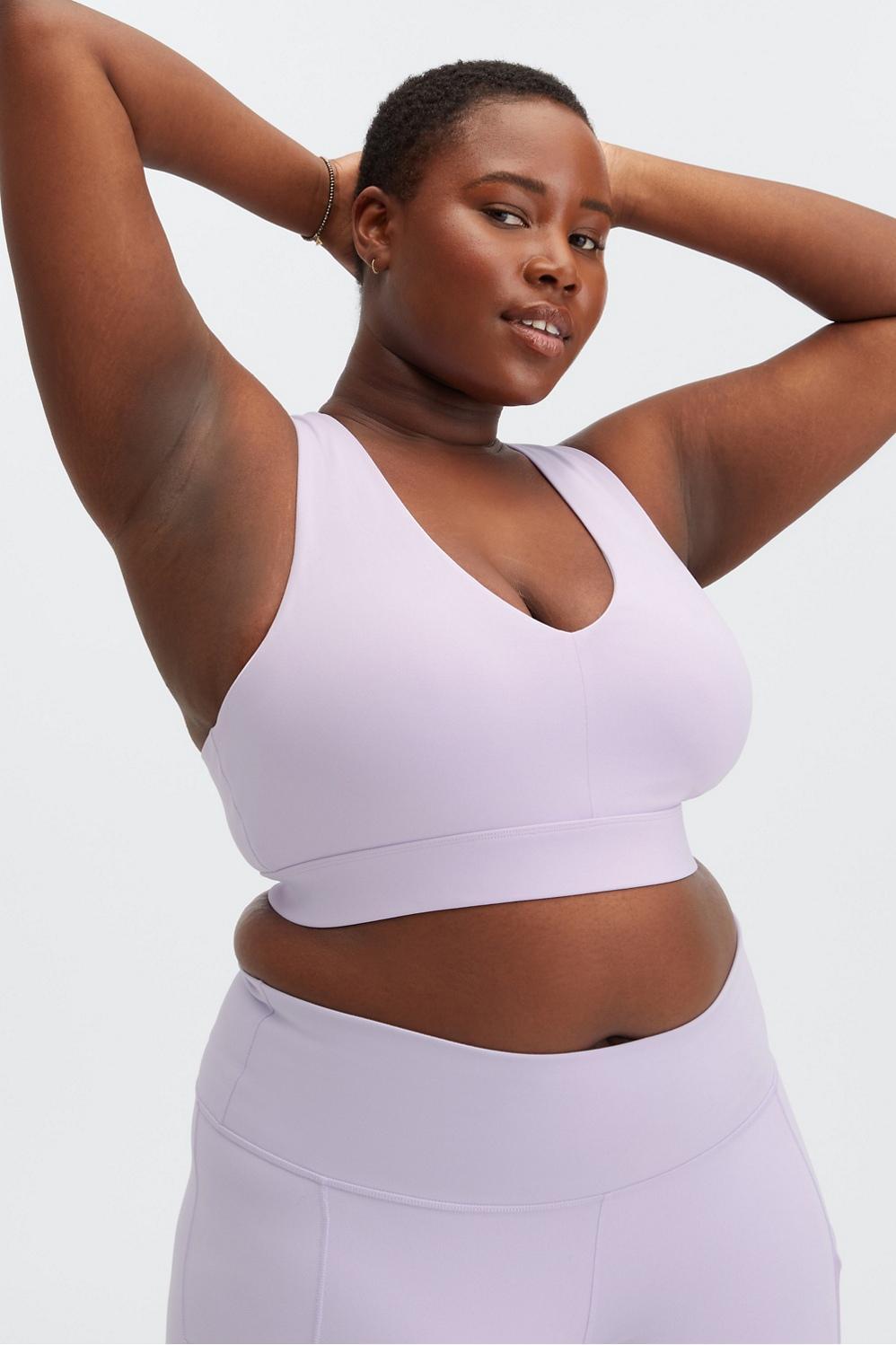 Fabletics On-The-Go Midi Medium Impact Sports Bra Womens purple plus Size 1X Product Image