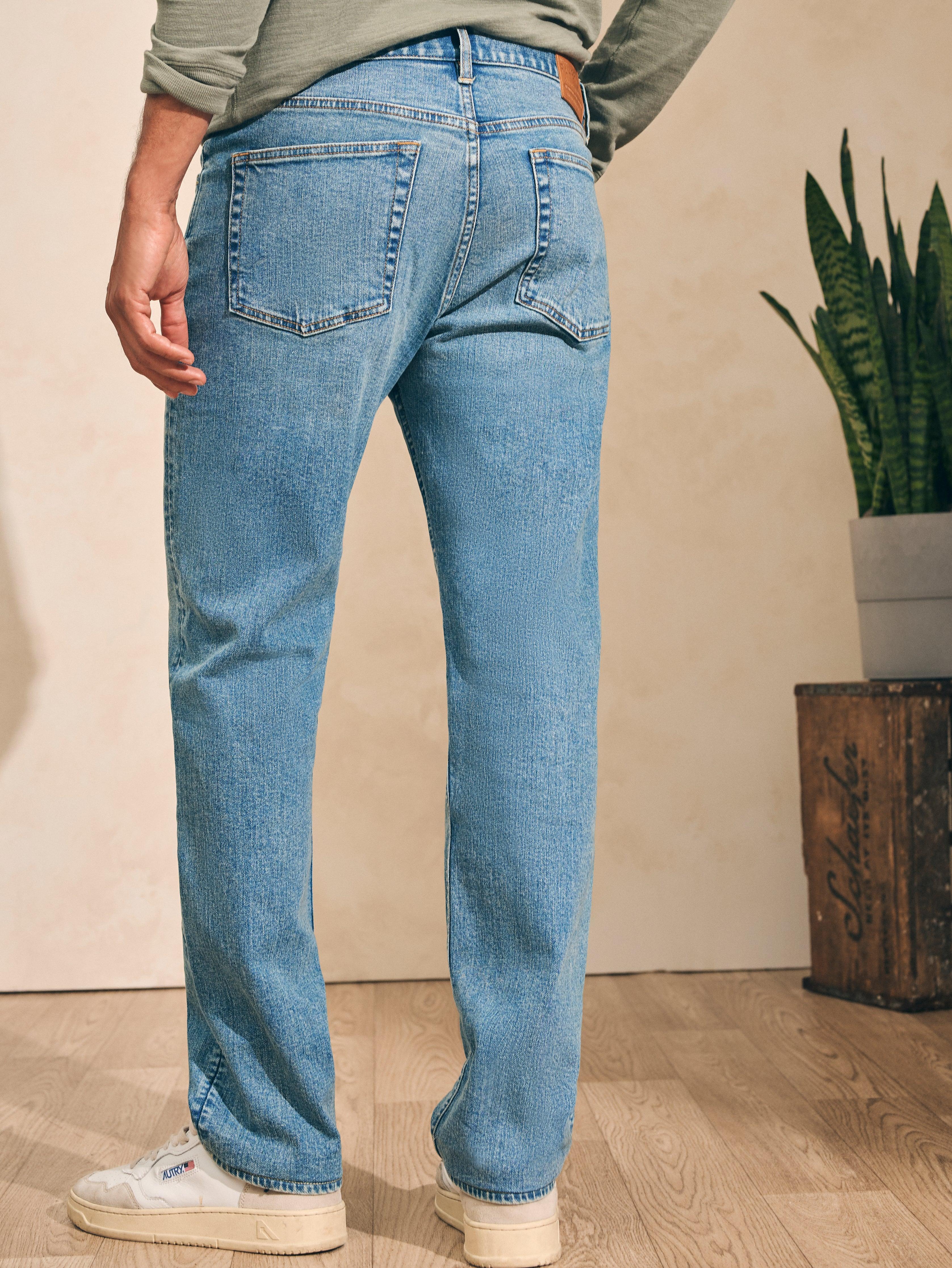 Organic Cotton Slim Straight Denim (34" Inseam) - Sandy Point Wash Male Product Image