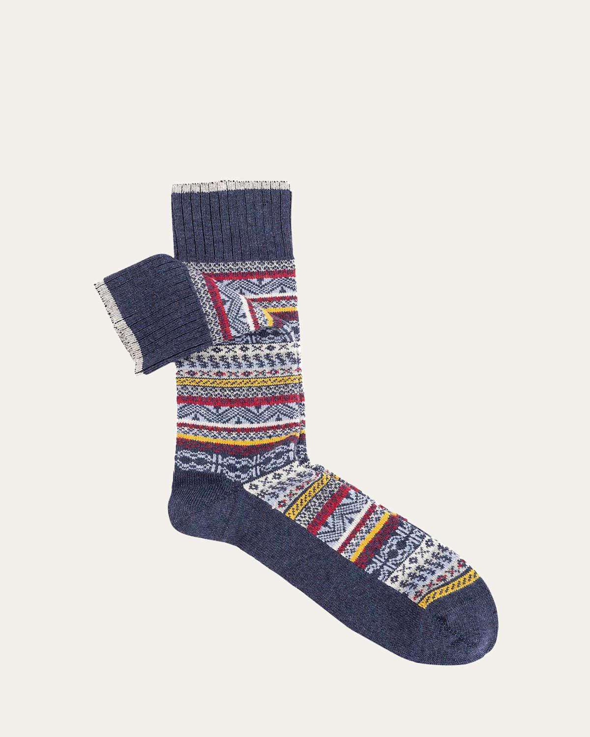 Mens Fair Isle Crew Socks Product Image