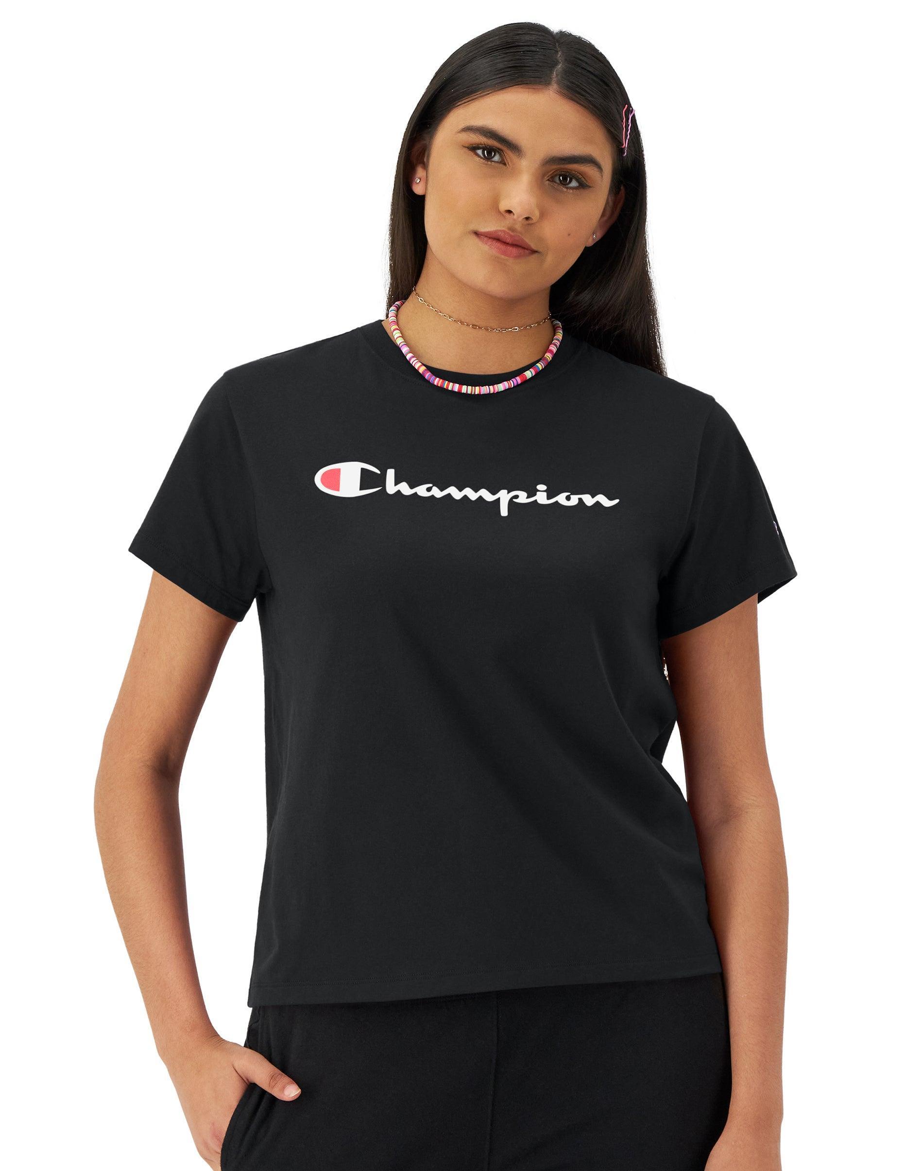 Champion Womens Cotton Classic Crewneck Logo T-Shirt Product Image