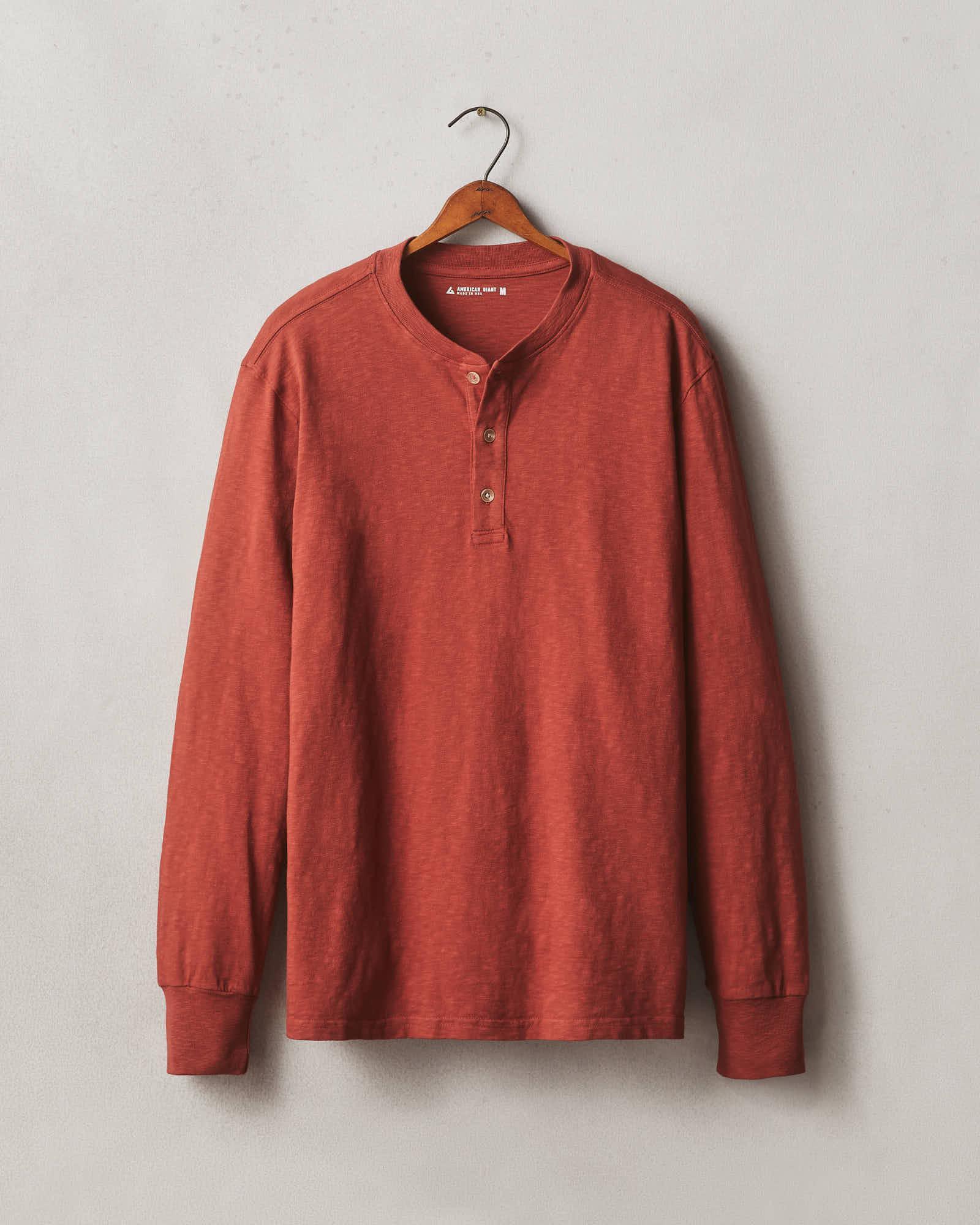 Premium Slub Henley Tee Long Sleeve - Burnt Pepper Male Product Image